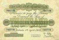 (№1899P-15) Банкнота Цейлон (Шри-Ланка) 1899 год "1,000 Rupees"